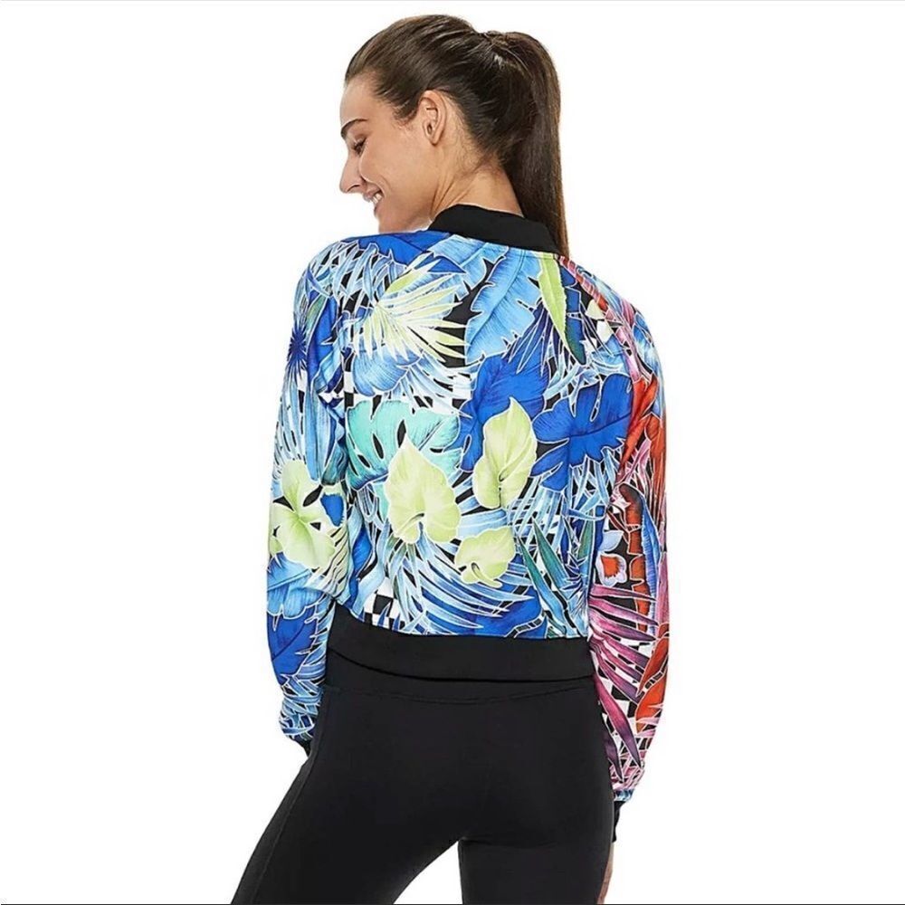 Nike Tropical Floral Print Athletic Bomber Jacket L - Picture 2 of 6